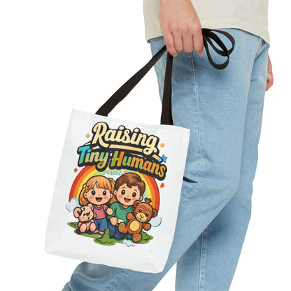 👜 Raising Tiny Humans Tote Bag – Cute Mom Life Carry-All