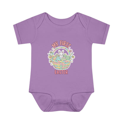 My First Easter Baby Bodysuit – Bunny Basket Onesie, Infant Easter Outfit, Newborn First Easter Gift, Spring Baby Clothes