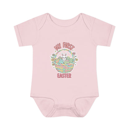 My First Easter Baby Bodysuit – Bunny Basket Onesie, Infant Easter Outfit, Newborn First Easter Gift, Spring Baby Clothes