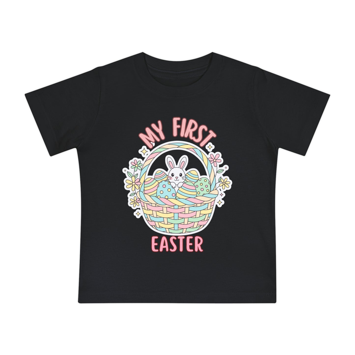 My First Easter Baby Shirt – Bunny Basket Infant Tee, Cute First Easter Outfit, Spring Baby Clothes