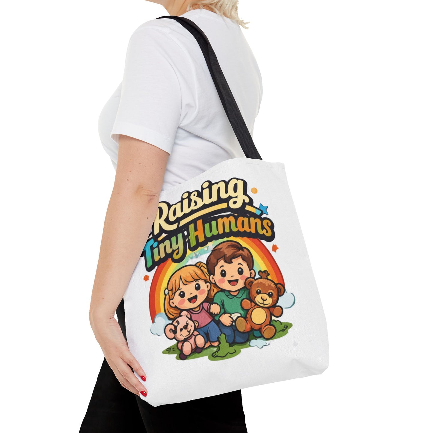 👜 Raising Tiny Humans Tote Bag – Cute Mom Life Carry-All