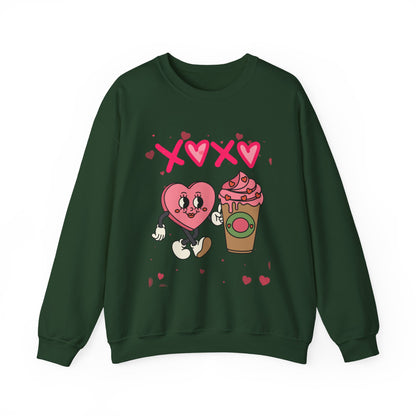 Fuel Your Heart: The Retro "XOXO" Coffee Lover’s Sweatshirt
