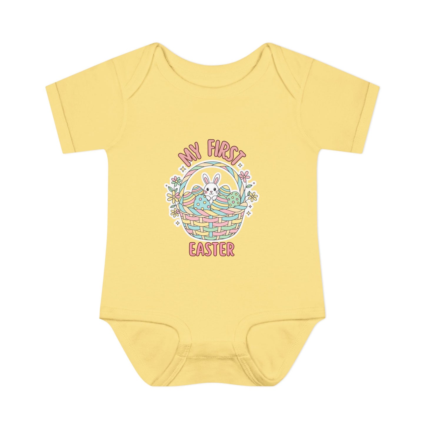 My First Easter Baby Bodysuit – Bunny Basket Onesie, Infant Easter Outfit, Newborn First Easter Gift, Spring Baby Clothes