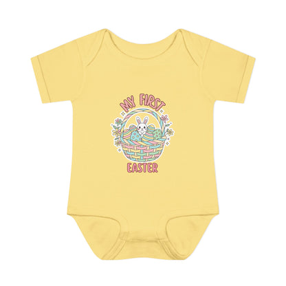 My First Easter Baby Bodysuit – Bunny Basket Onesie, Infant Easter Outfit, Newborn First Easter Gift, Spring Baby Clothes