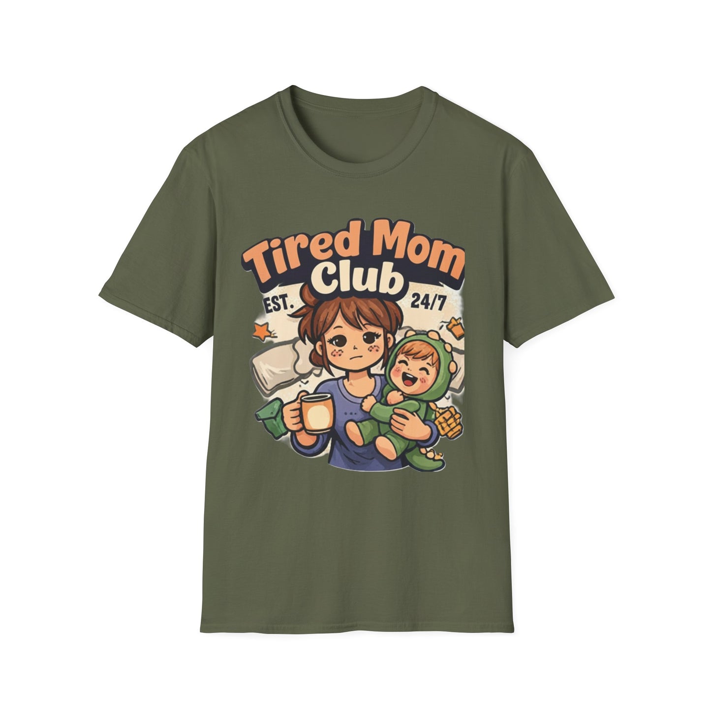 Tired Mom Club T-Shirt – Soft Mom Life Tee for Coffee-Powered Moms