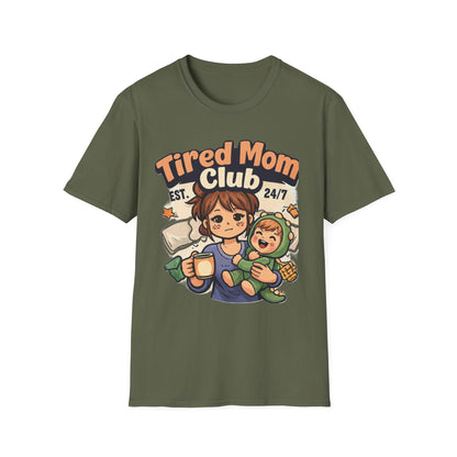 Tired Mom Club T-Shirt – Soft Mom Life Tee for Coffee-Powered Moms