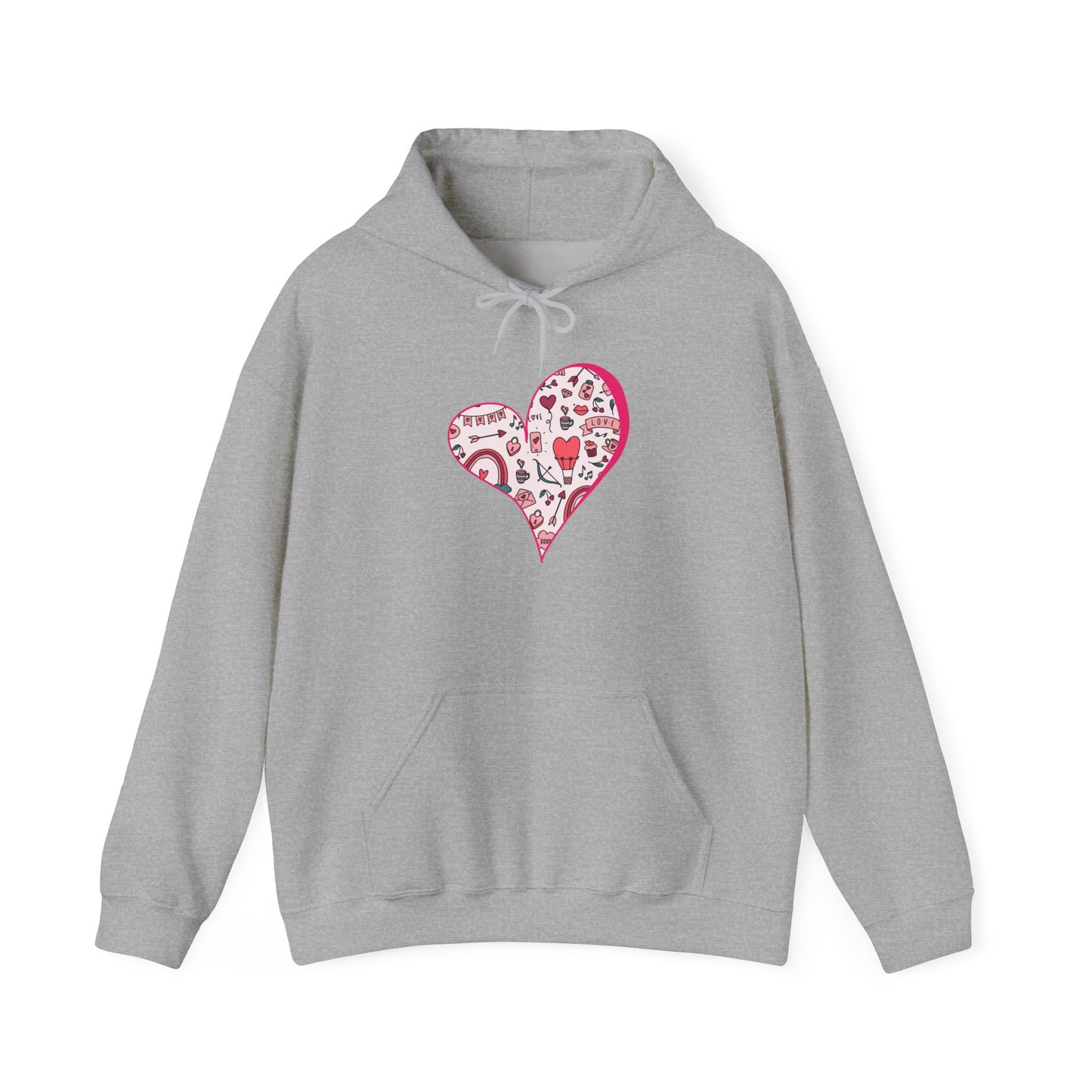 Valentine Heart Hoodie – Cozy Love Doodle Pullover for Everyday Comfort