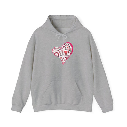 Valentine Heart Hoodie – Cozy Love Doodle Pullover for Everyday Comfort