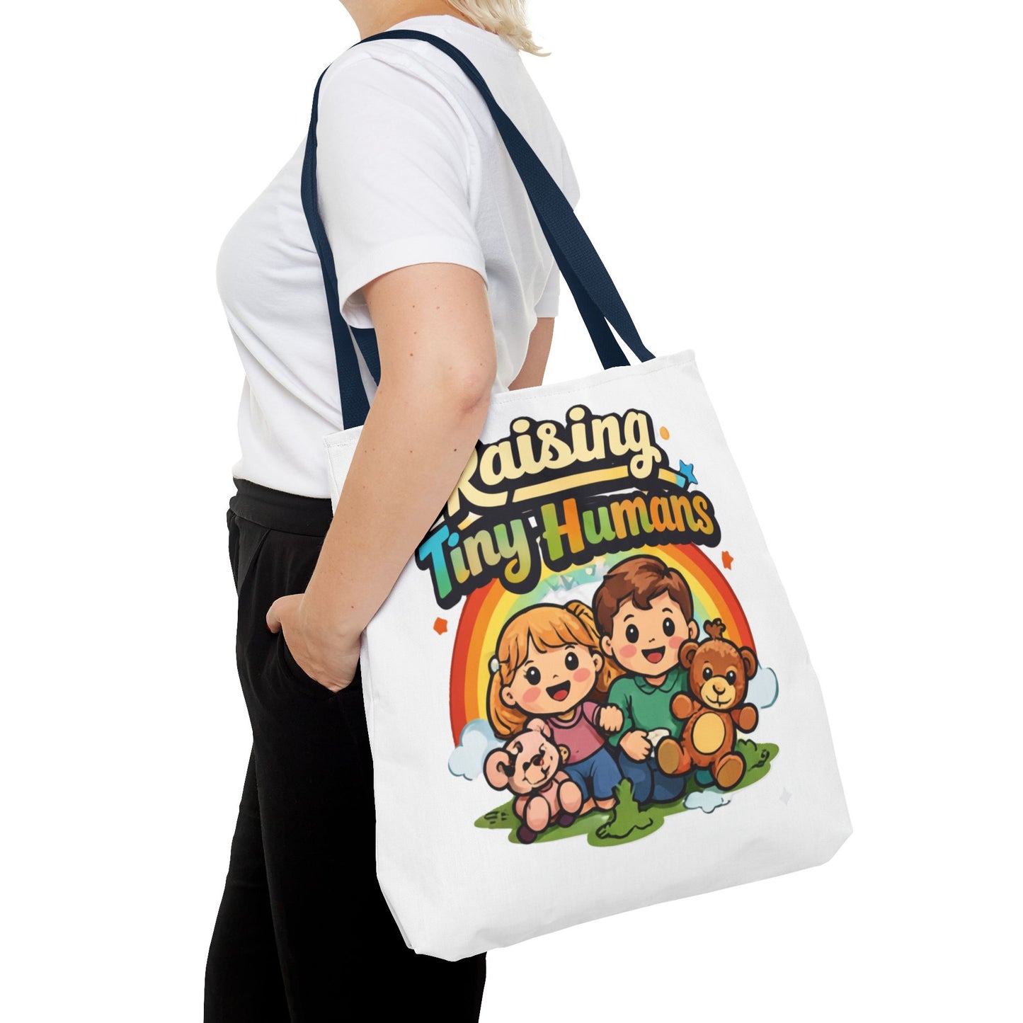 👜 Raising Tiny Humans Tote Bag – Cute Mom Life Carry-All
