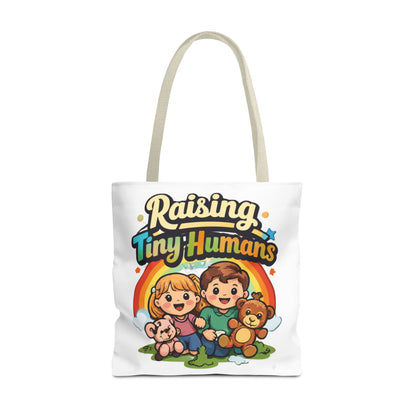 👜 Raising Tiny Humans Tote Bag – Cute Mom Life Carry-All