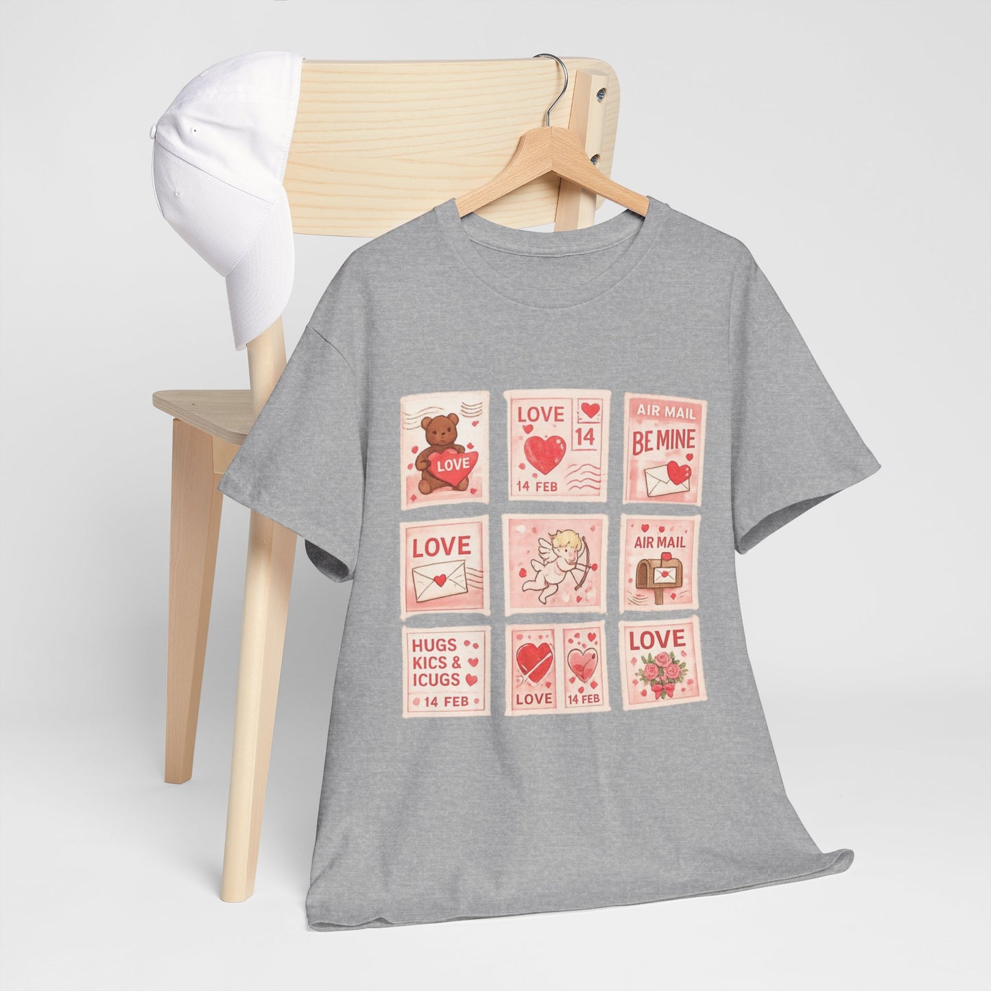 Wear Your Heart on Your Sleeve with the Vintage Valentine Stamp Collection T-Shirt