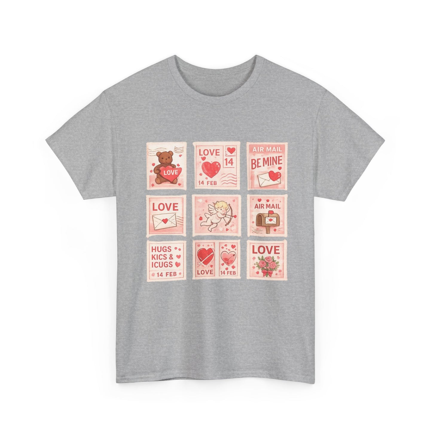 Wear Your Heart on Your Sleeve with the Vintage Valentine Stamp Collection T-Shirt