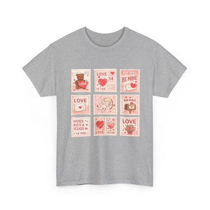 Wear Your Heart on Your Sleeve with the Vintage Valentine Stamp Collection T-Shirt