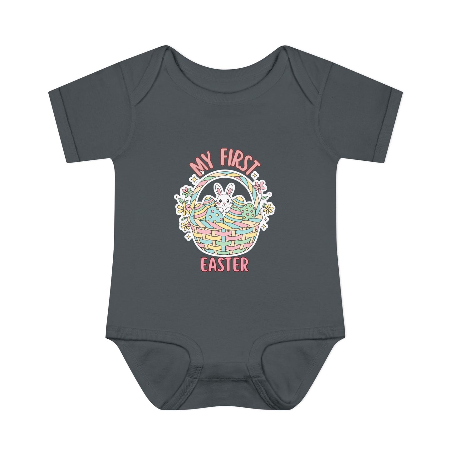 My First Easter Baby Bodysuit – Bunny Basket Onesie, Infant Easter Outfit, Newborn First Easter Gift, Spring Baby Clothes