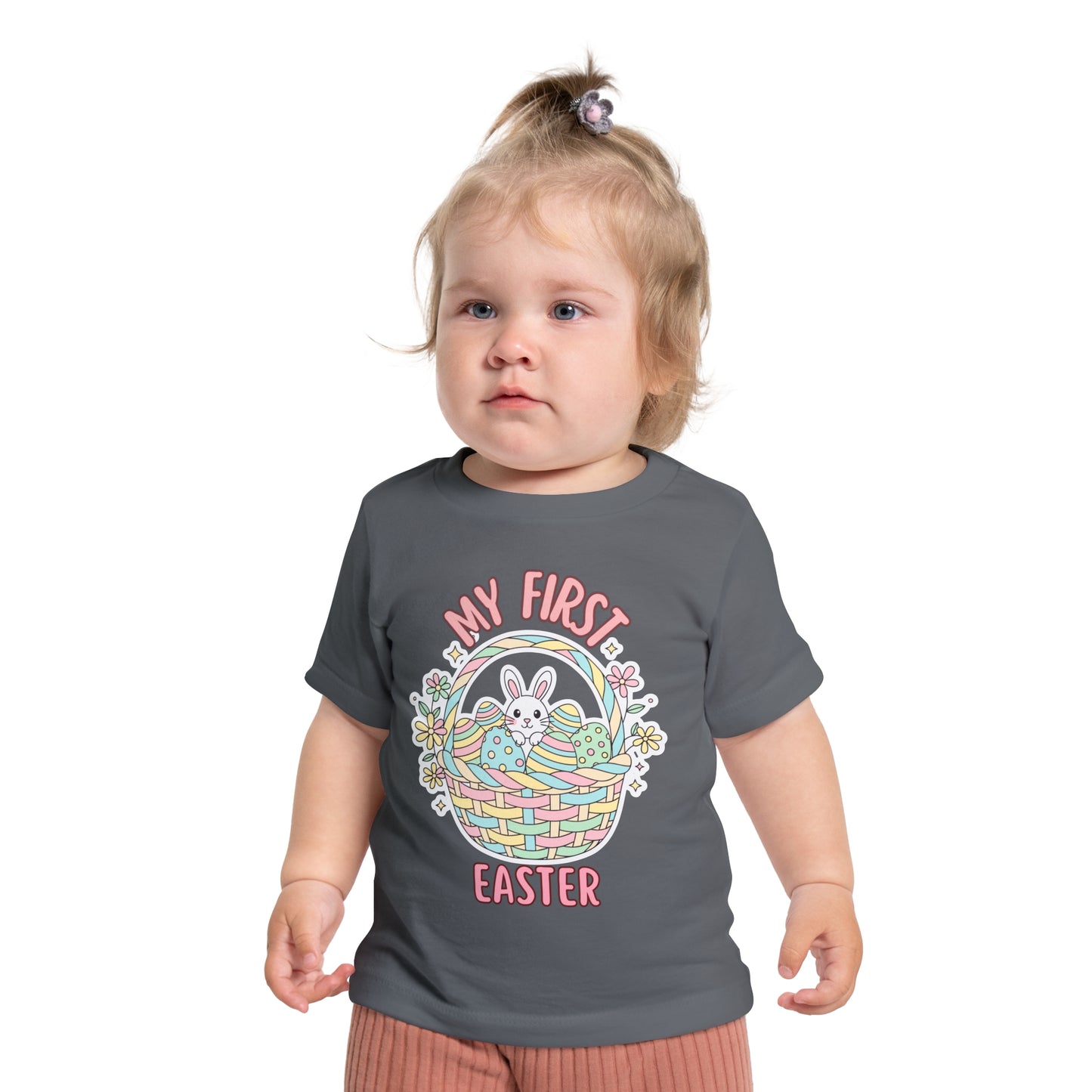 My First Easter Baby Shirt – Bunny Basket Infant Tee, Cute First Easter Outfit, Spring Baby Clothes