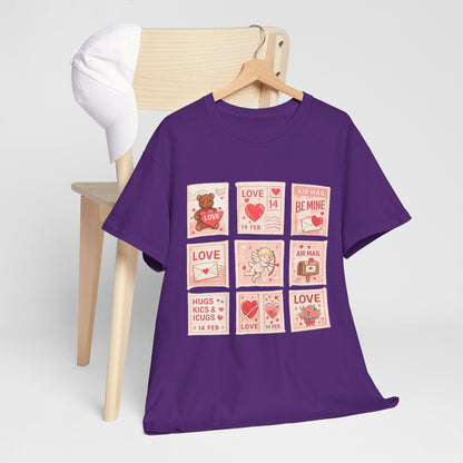Wear Your Heart on Your Sleeve with the Vintage Valentine Stamp Collection T-Shirt