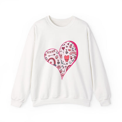 Valentine Heart Sweatshirt – Cozy Love Doodle Pullover for Everyday Wear