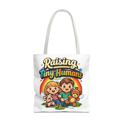 👜 Raising Tiny Humans Tote Bag – Cute Mom Life Carry-All