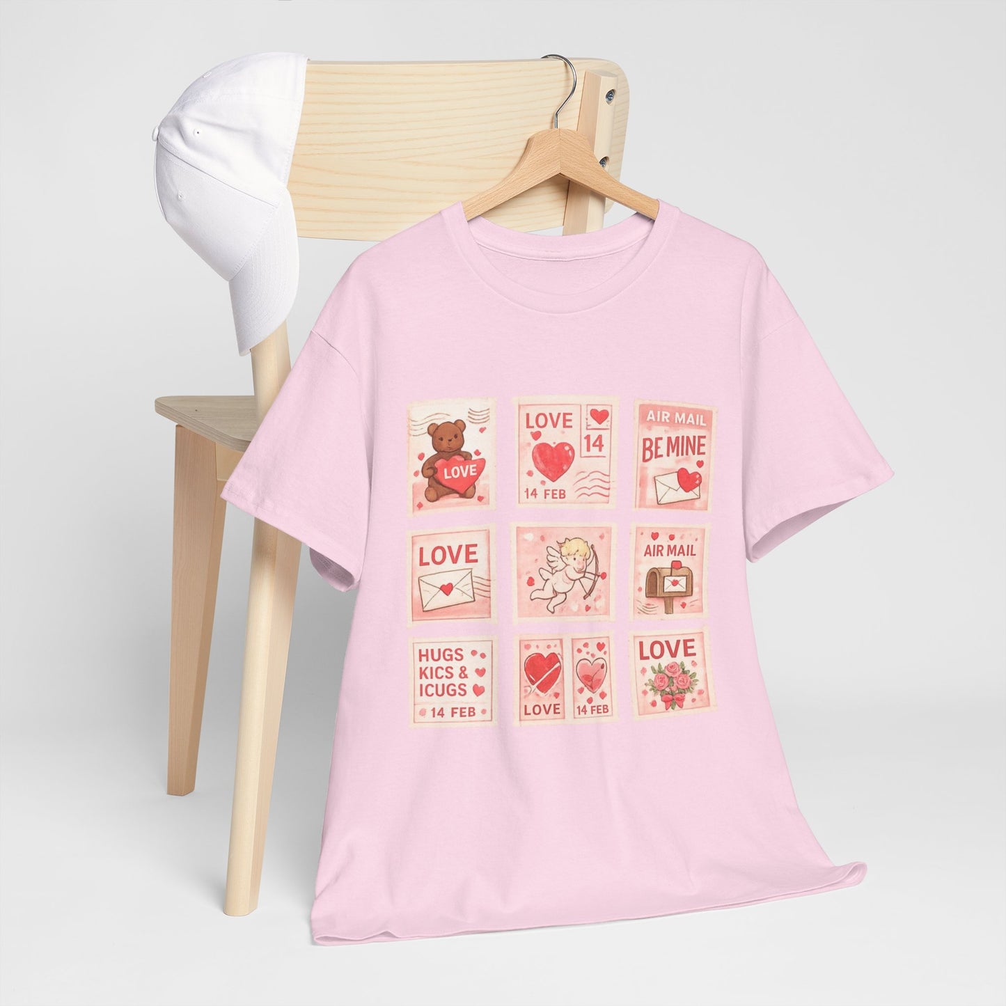Wear Your Heart on Your Sleeve with the Vintage Valentine Stamp Collection T-Shirt