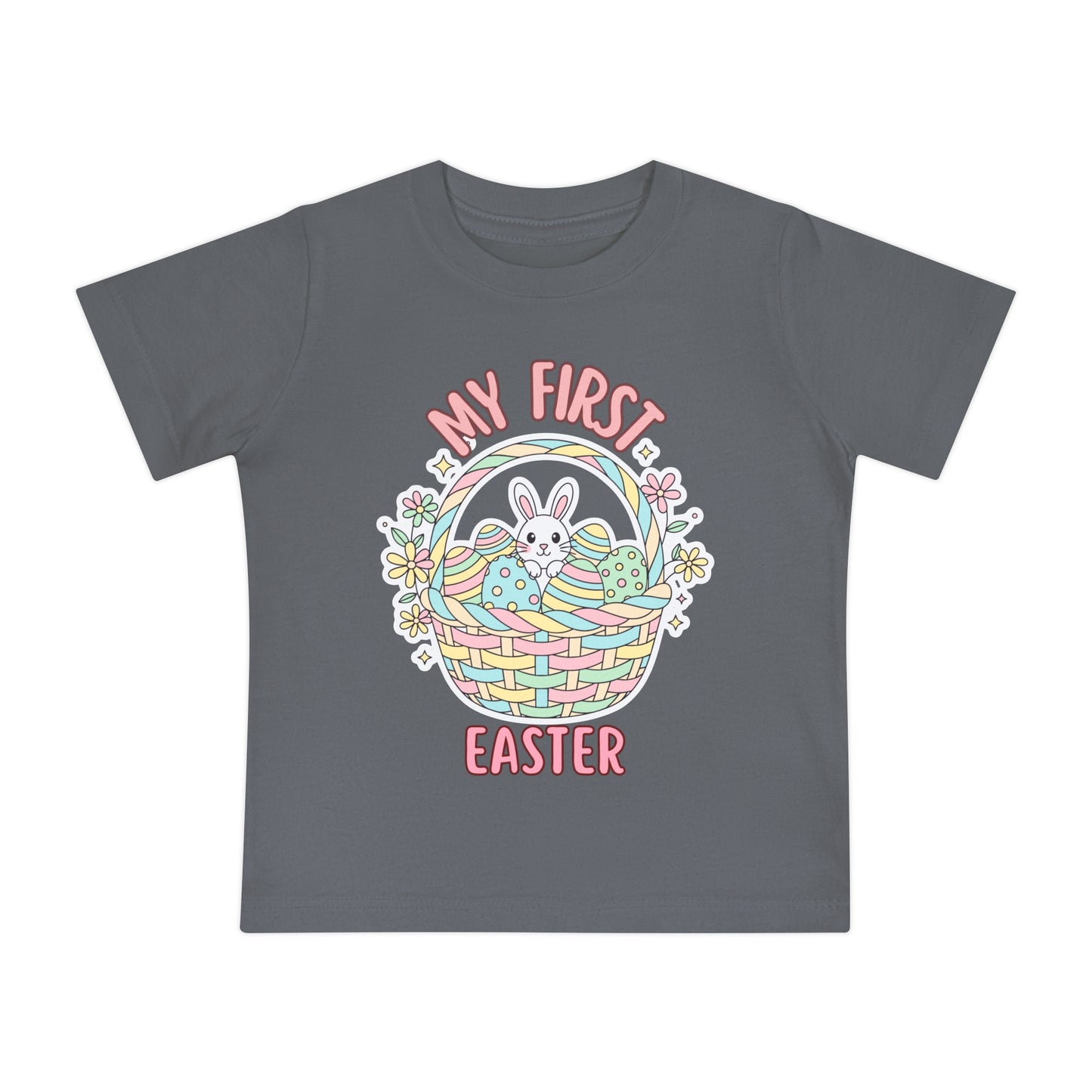 My First Easter Baby Shirt – Bunny Basket Infant Tee, Cute First Easter Outfit, Spring Baby Clothes