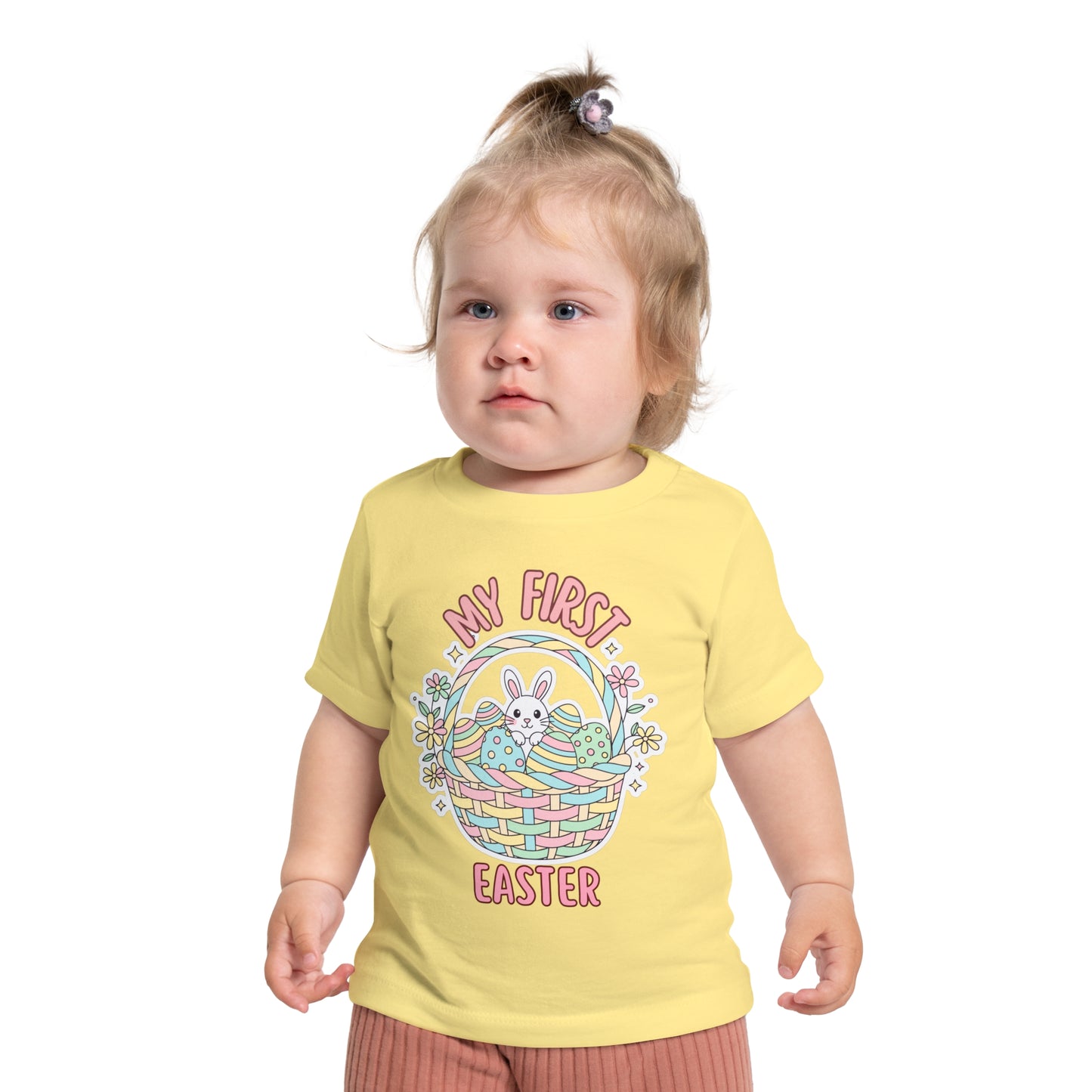 My First Easter Baby Shirt – Bunny Basket Infant Tee, Cute First Easter Outfit, Spring Baby Clothes