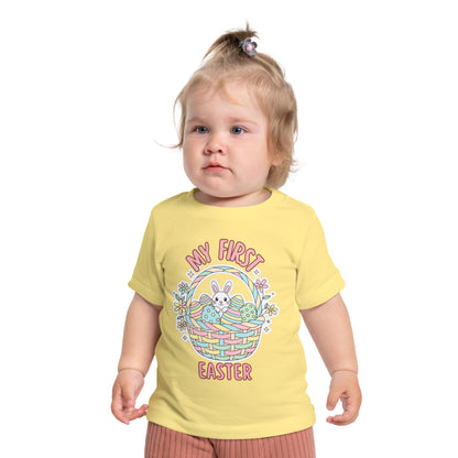 My First Easter Baby Shirt – Bunny Basket Infant Tee, Cute First Easter Outfit, Spring Baby Clothes