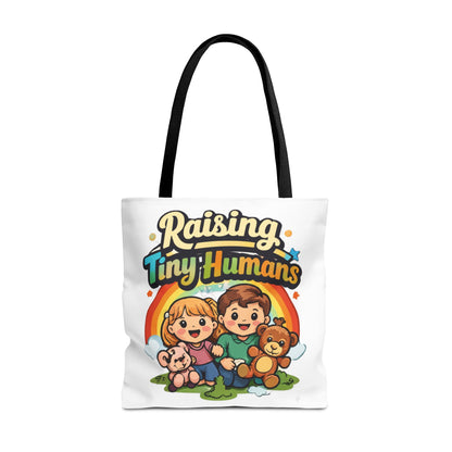 👜 Raising Tiny Humans Tote Bag – Cute Mom Life Carry-All