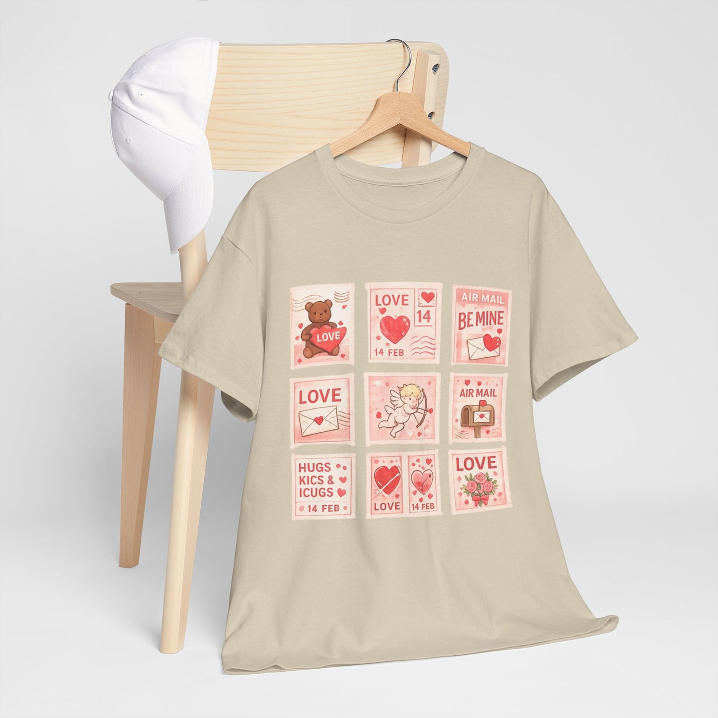 Wear Your Heart on Your Sleeve with the Vintage Valentine Stamp Collection T-Shirt