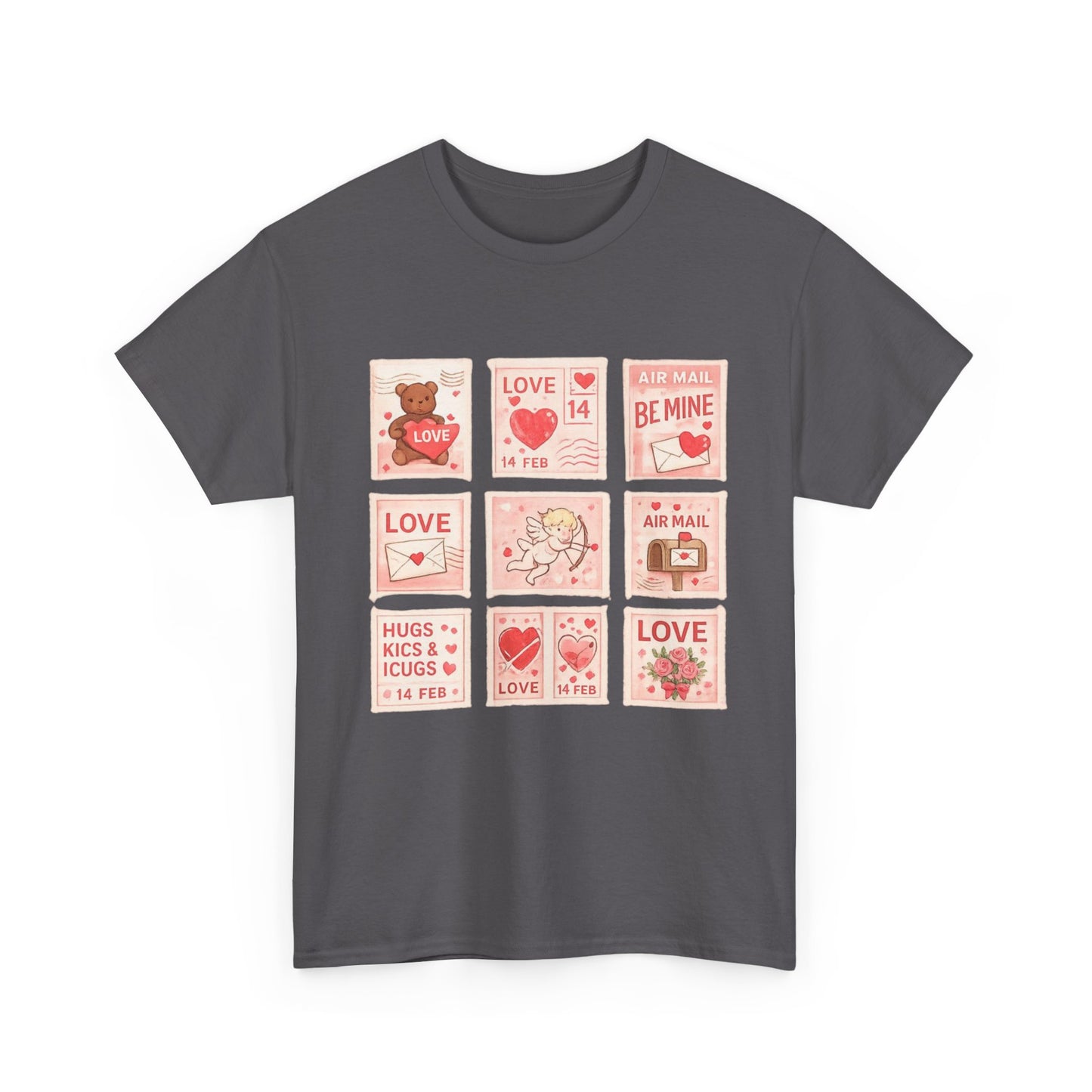 Wear Your Heart on Your Sleeve with the Vintage Valentine Stamp Collection T-Shirt