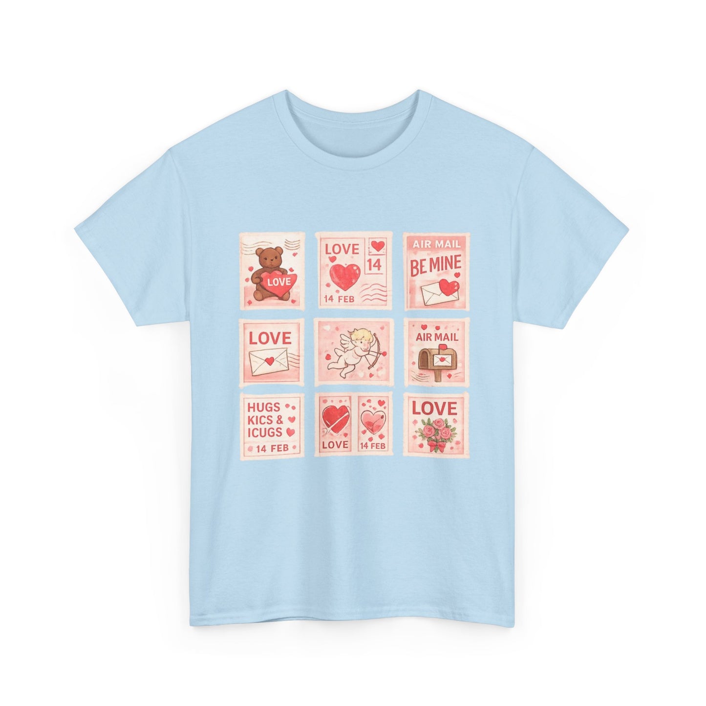 Wear Your Heart on Your Sleeve with the Vintage Valentine Stamp Collection T-Shirt
