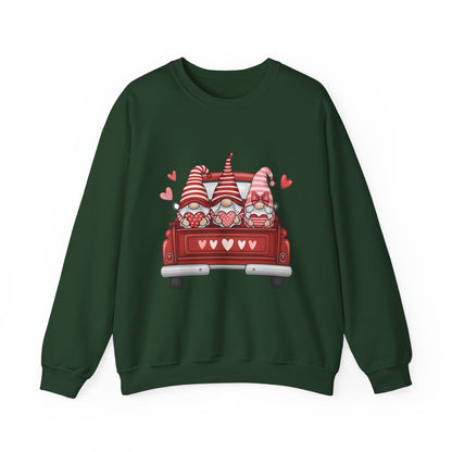 Valentine Gnome Sweatshirt – Cozy Love-Themed Pullover with Red Truck Design