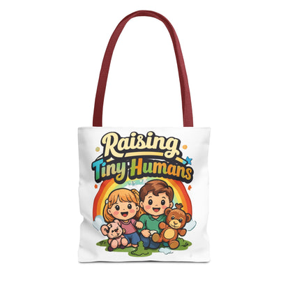 👜 Raising Tiny Humans Tote Bag – Cute Mom Life Carry-All