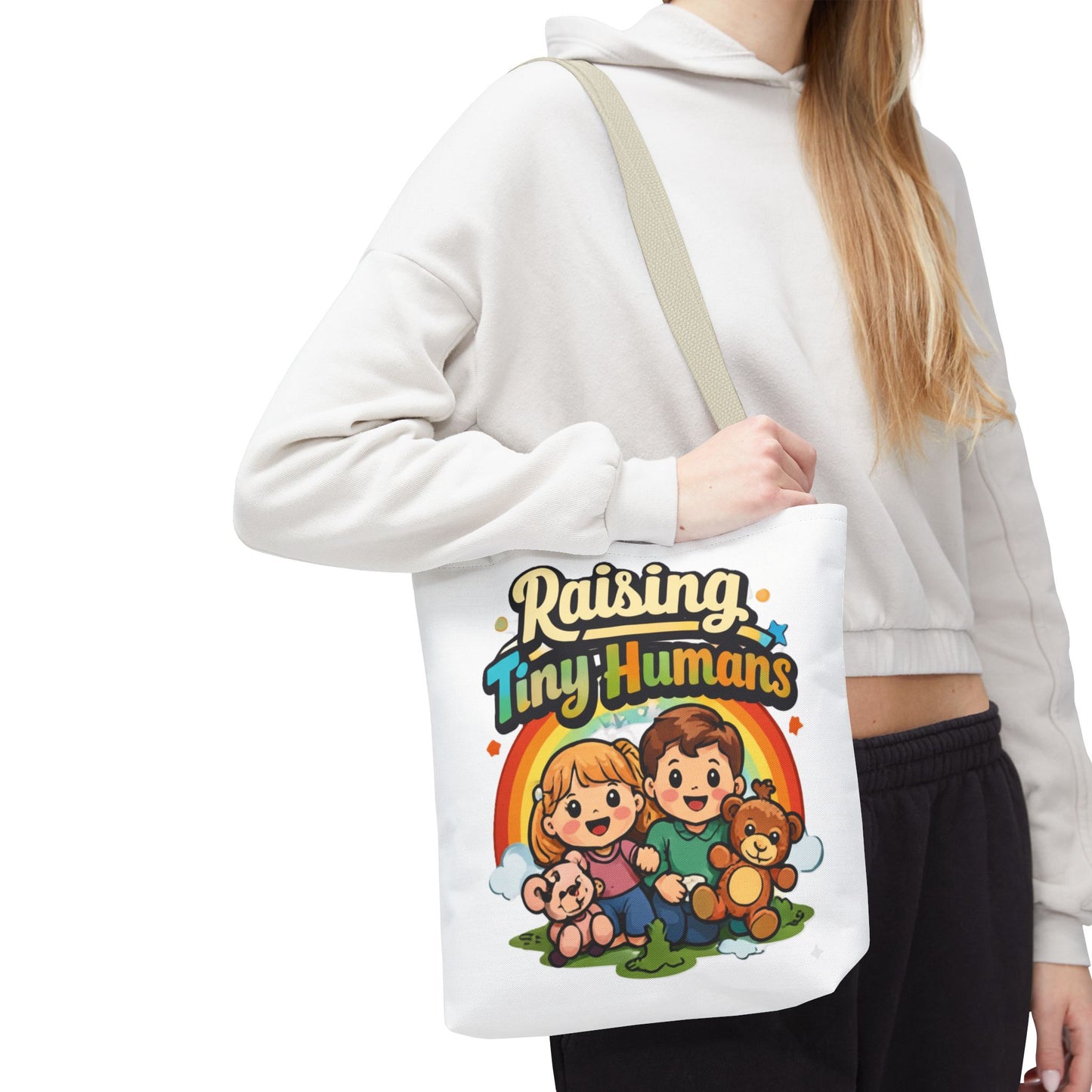 👜 Raising Tiny Humans Tote Bag – Cute Mom Life Carry-All