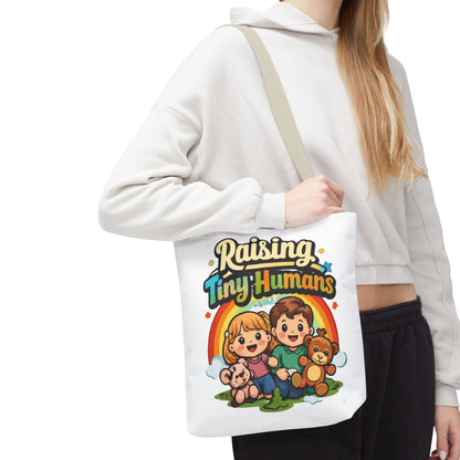 👜 Raising Tiny Humans Tote Bag – Cute Mom Life Carry-All