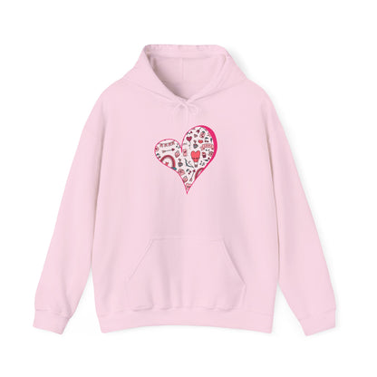 Valentine Heart Hoodie – Cozy Love Doodle Pullover for Everyday Comfort