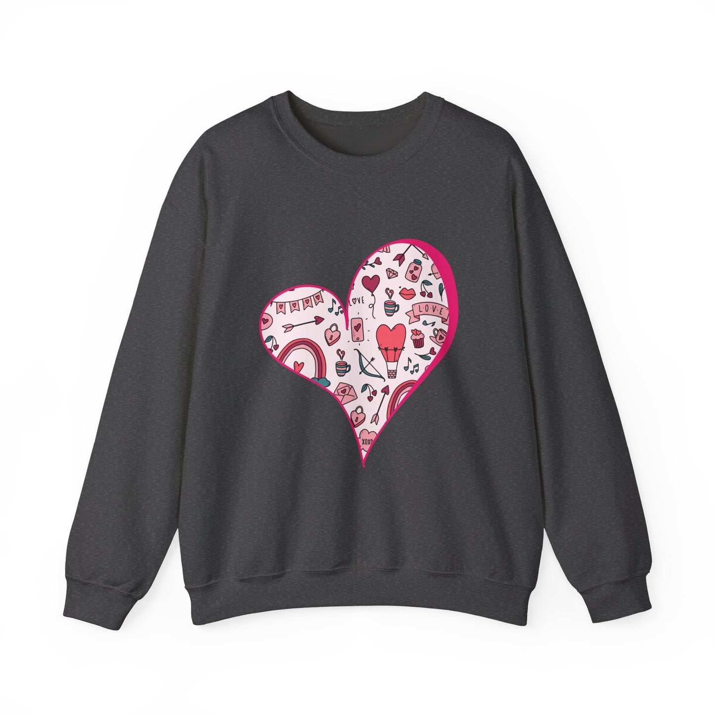Valentine Heart Sweatshirt – Cozy Love Doodle Pullover for Everyday Wear