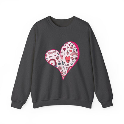 Valentine Heart Sweatshirt – Cozy Love Doodle Pullover for Everyday Wear