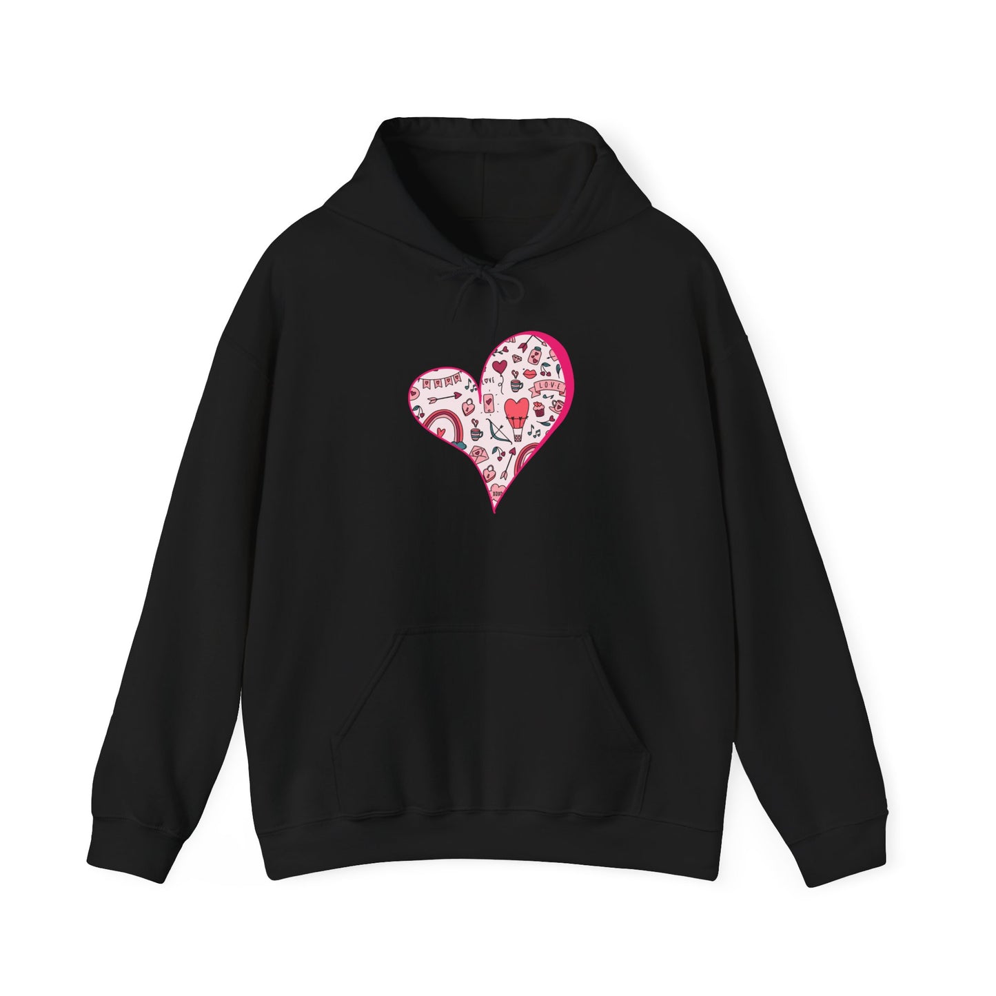 Valentine Heart Hoodie – Cozy Love Doodle Pullover for Everyday Comfort