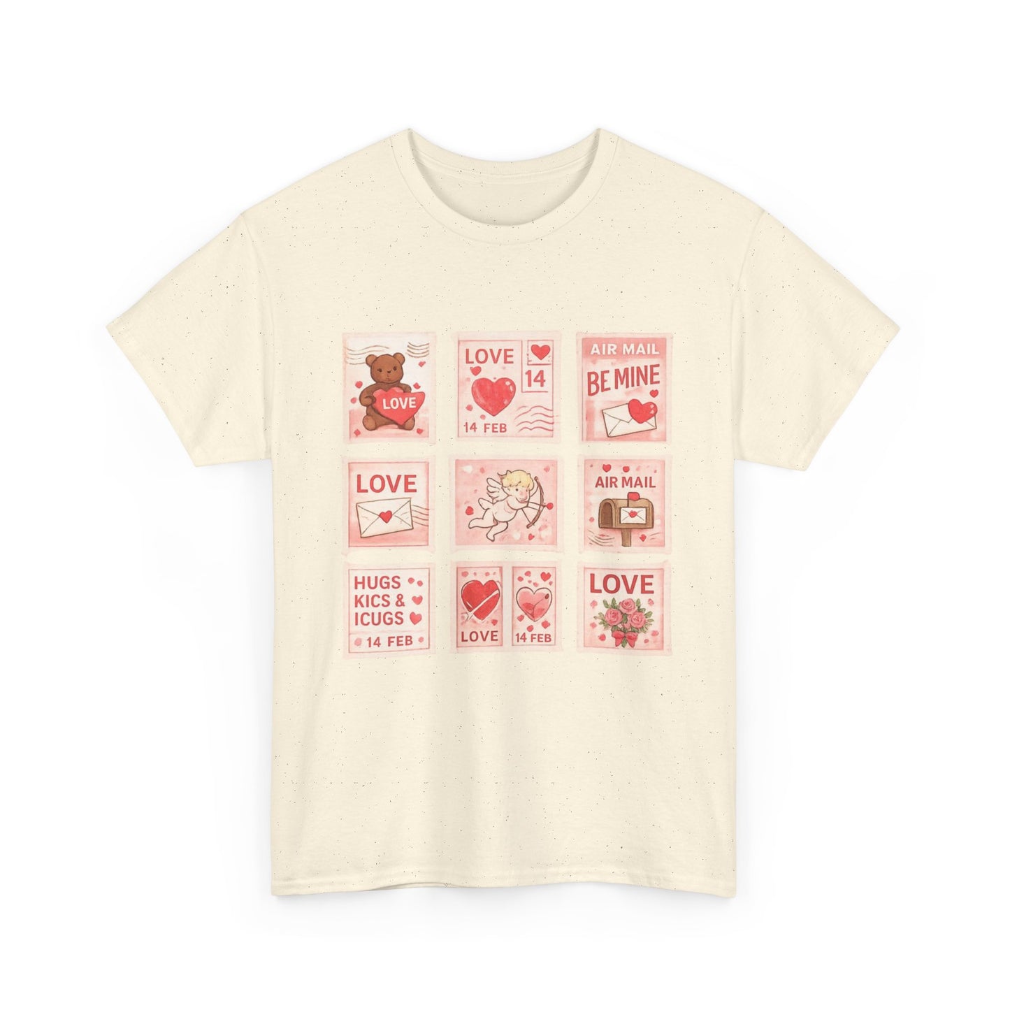 Wear Your Heart on Your Sleeve with the Vintage Valentine Stamp Collection T-Shirt