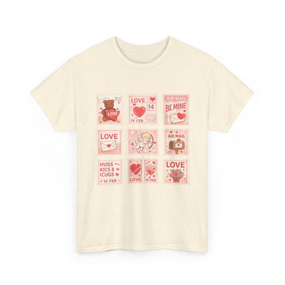 Wear Your Heart on Your Sleeve with the Vintage Valentine Stamp Collection T-Shirt