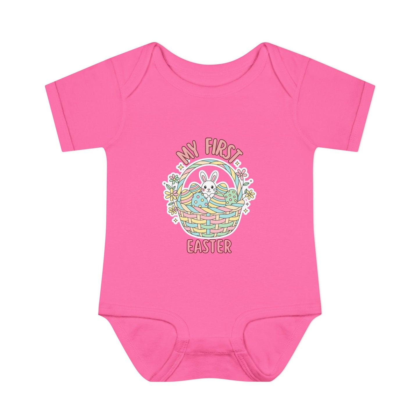 My First Easter Baby Bodysuit – Bunny Basket Onesie, Infant Easter Outfit, Newborn First Easter Gift, Spring Baby Clothes