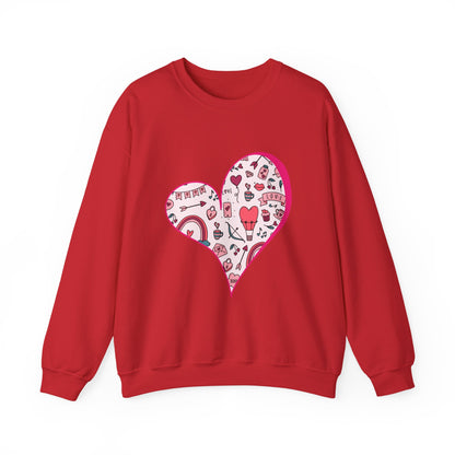 Valentine Heart Sweatshirt – Cozy Love Doodle Pullover for Everyday Wear