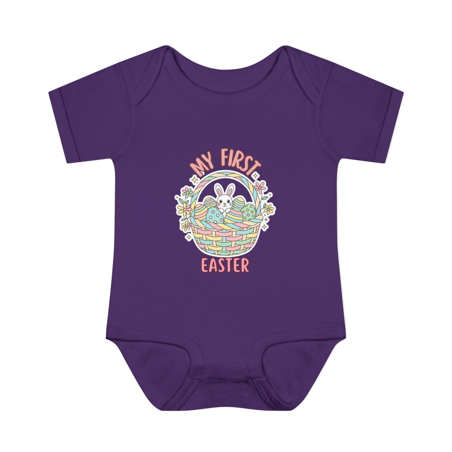 My First Easter Baby Bodysuit – Bunny Basket Onesie, Infant Easter Outfit, Newborn First Easter Gift, Spring Baby Clothes