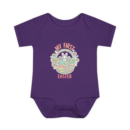 My First Easter Baby Bodysuit – Bunny Basket Onesie, Infant Easter Outfit, Newborn First Easter Gift, Spring Baby Clothes
