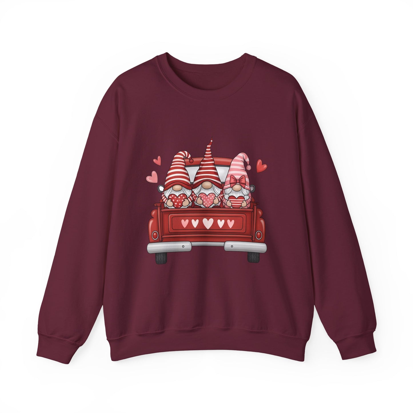 Valentine Gnome Sweatshirt – Cozy Love-Themed Pullover with Red Truck Design