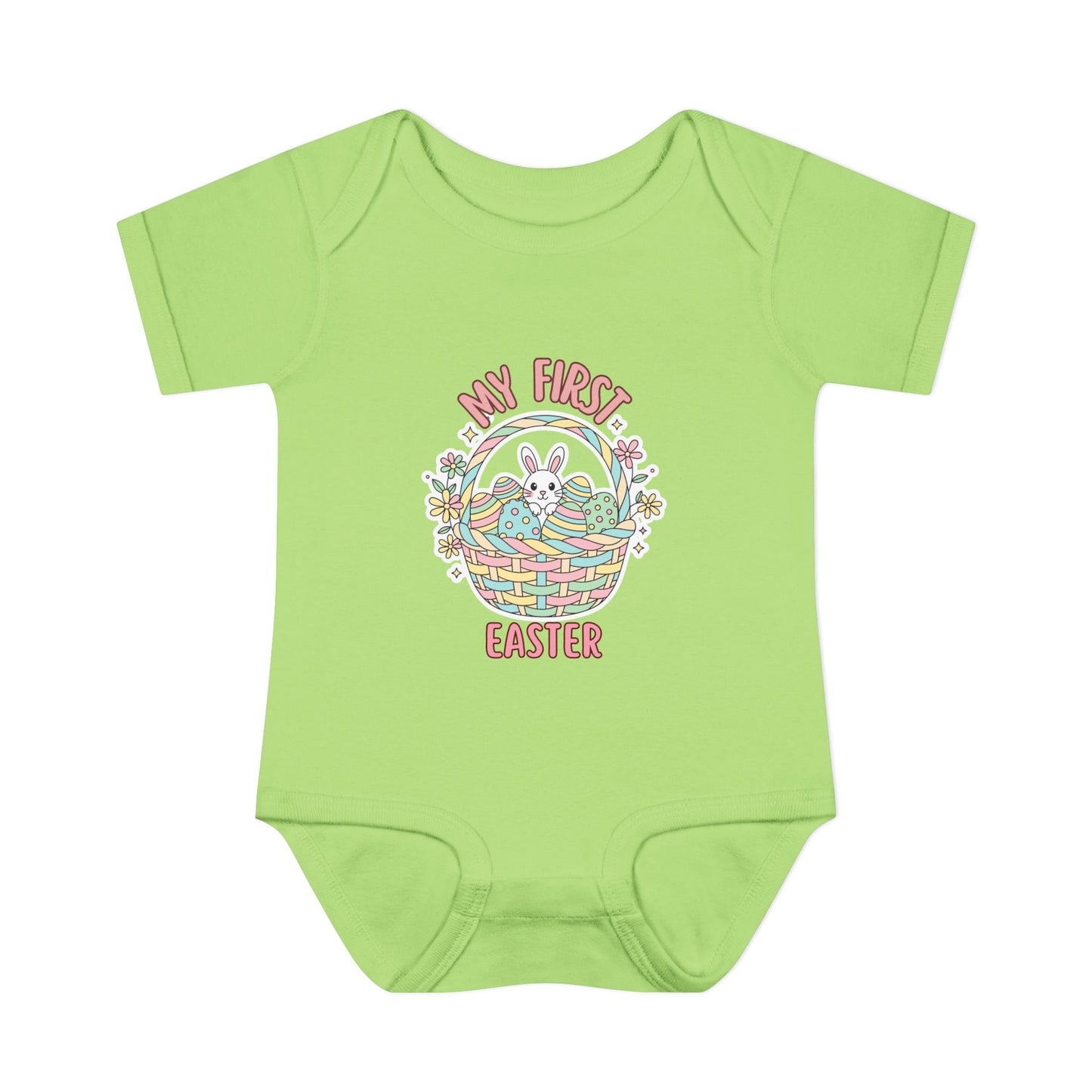 My First Easter Baby Bodysuit – Bunny Basket Onesie, Infant Easter Outfit, Newborn First Easter Gift, Spring Baby Clothes