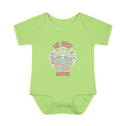My First Easter Baby Bodysuit – Bunny Basket Onesie, Infant Easter Outfit, Newborn First Easter Gift, Spring Baby Clothes