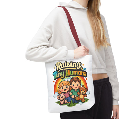 👜 Raising Tiny Humans Tote Bag – Cute Mom Life Carry-All