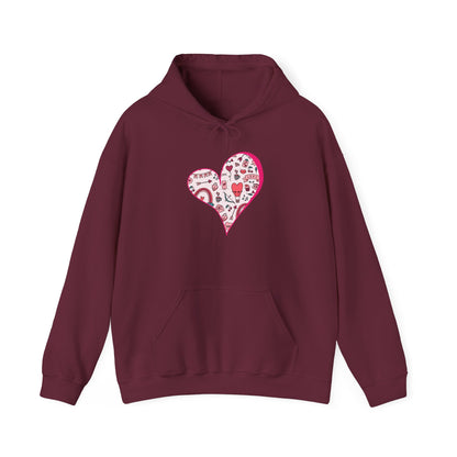 Valentine Heart Hoodie – Cozy Love Doodle Pullover for Everyday Comfort