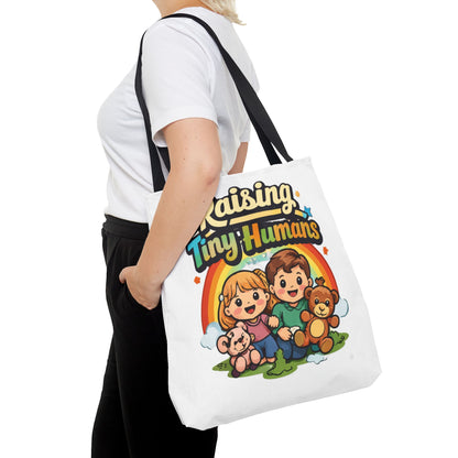 👜 Raising Tiny Humans Tote Bag – Cute Mom Life Carry-All